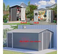 BIRCHTREE Garden Shed Metal Apex Roof Outdoor Storage With Free Foundation