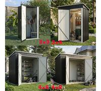 (4X8FT, Anthracite) BIRCHTREE Garden Shed Strong Metal Pent Roof Outdoor Storage Free Foundation New