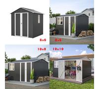 BIRCHTREE Garden Shed With Window Doors Outdoor Steel Apex Roof Tool Foundation