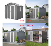 Birchtree 10X8Ft Steel Apex Garden Shed Tool Equipment Organize W/window Door Grey