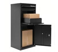 BIRCHTREE Large Parcel Drop Box with Lock & 2 Keys, 101cm Height, Secure Parcel Delivery Box, Weatherproof Outdoor Metal Parcel Box with Anti-Theft Design, Wall or Floor Mounted, Black