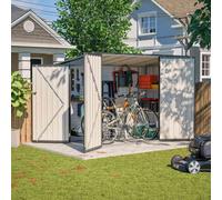Birchtree Metal Bike Shed 4X8Ft Waterproof Lockable Garden Shed Pent Anthracite