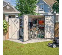 Birchtree Metal Bike Shed 4X8Ft Waterproof Lockable Garden Shed Pent Grey
