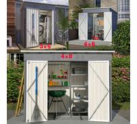 BIRCHTREE Metal Garden Shed Pent Roof 3X5FT Grey