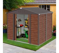 BIRCHTREE Metal Garden Shed Wood Grain Outdoor Storage Box Tool House Bike Shed