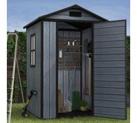 BIRCHTREE Plastic Garden Shed Apex 4X4FT Grey