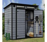 BIRCHTREE Plastic Garden Shed Pent 6X4FT Grey