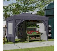 (Grey) Birchtree Waterproof Pop Up Garden Gazebo - 3 x 3m