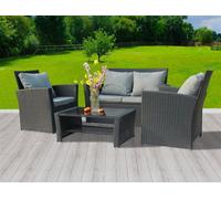 Birchtree Rattan Garden Furniture Set Sofa Armchair Glass Coffee Table 4 Seater Cushion Outdoor Patio Conservatory Rfs02 Black