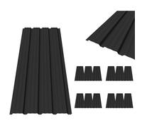 BIRCHTREE Roof Sheets 12X Corrugated Garage Carport Shed Metal Roofing Panels Black