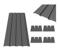 BIRCHTREE 12x Roof Sheets Steel 1290x450mm Corrugated Metal Roofing Panels for Shed Garage Carport Greenhouse, Weather Resistant Roofing Grey