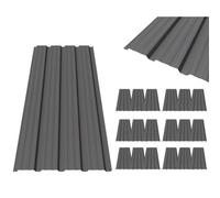 BIRCHTREE Roof Sheets 18x Corrugated Garage Carport Shed Metal Roofing Panels Wood Grain Grey