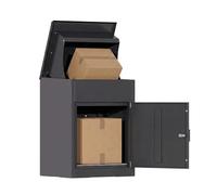 BIRCHTREE Small Parcel Drop Box with Lock & 2 Keys, 58cm Height, Secure Parcel Delivery Box, Weatherproof Outdoor Metal Parcel Box with Anti-Theft Design, Wall or Floor Mounted, Grey