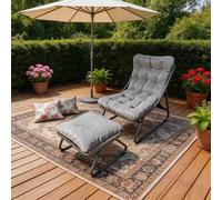 Birchtree Sun Lounger Garden Reclining Lounge Chair With Footstool Balcony Camping Relax