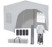 (White) Birchtree Waterproof Pop Up Garden Gazebo - 3 x 3m