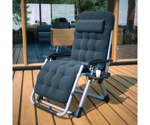 Birchtree Zero Gravity Chairs Sun Recliner Lounger With Cushion Foldable Chair Patio Garden Black