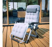 Birchtree Zero Gravity Chairs Sun Recliner Lounger With Cushion Foldable Chair Patio Garden Grey