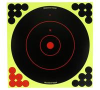 Birchwood Casey 8" Target Dispenser 12pk - Bullet holes are revealed with bright chartreuse rings, Self-adhesive backing makes targets easy to put up
