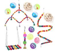 Bird 14Pcs Parrot Chew Toy Swing Ladder Perch Stand For Small Birds Improving Physical & Mental For Health