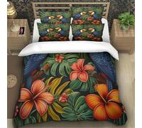 Bird 3D Printing Duvet Cover Set Bedding Set Tropical Rain Forest Microfiber Pillowcases Hidden Zipper Children Teenagers Single（140x200cm）