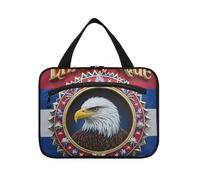 Bird 4th Of July Independence Day Liberty Ride Blue Red hanging makeup bags for women with hook, designer multifunctional medicine bag for travel must hotel porta cosmeticos mujer para cartera, bird
