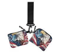 Bird 4th Of July Independence Day Women's Dual Wallets Business Card Cases Small Portable Card Wallet Money Organizer with Wristlet Strap for Lady 2 Pcs, bird 4th of July Independence Day, One Size
