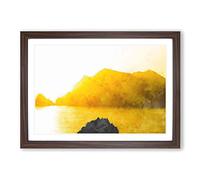 Bird Above The Channel Islands Painting Framed Print | A2 Walnut Framed Wall Art | Ready to Hang | Modern Historical Picture | Living Room Bedroom Lounge Office