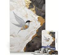 Bird Abstract Gold Decor Jigsaws 1000 Pieces for Adults Focus Ability Mindful Escape Interlock Well Meaningful Gift (50x75cm)
