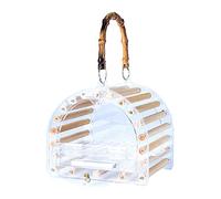 Bird Acrylic Pets Cage Hamster Travel Cage with Wooden Handle Parakeet Parrot for Conures Lovebirds Budgies Small Animals