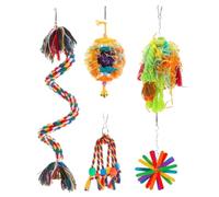 Bird Activity Toys - Natural Fiber Bundle, Hanging Cage Decorations, Chewing Exercise Items, Vibrant Play Objects | Mental Stimulation Support for Small Medium Pet Birds Daily Entertainment
