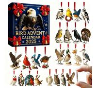Bird Advent Calendar 2025, 24 Days Acrylic 2d Christmas Countdown, Christmas Bird Advent Calendar for Kids Adults