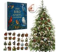 Bird Advent Calendar 2025,24 Days Christmas Countdown with 24 Acrylic 2D Bird Ornaments,Christmas Birds Advent Calendar,Gift for Birds Lovers and Families