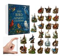 Bird Advent Calendar 2025,24 Days Tree holes Bird Ornaments Christmas Countdown Calendar,2D Acrylic Eagle Birds Ornament Pendant Countdown Calendars for Birds Watchers & Nature Lovers