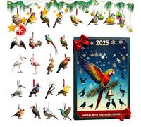 Bird Advent Countdown Calendar | 2D Flat Winter Holiday | 24-Day Count Down to Christmas Bird Decor Calendar | for Kids Family Adults Tree Window Wall Door