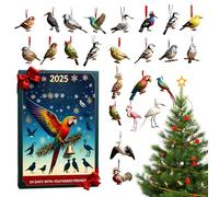 Bird Advent Countdown Calendar,Winter Holiday Acrylic Flat Keepsake,24-Day Count Down to Christmas Bird Decor Calendar | for Family Birdwatchers Tree Window Wall Mantel Yard