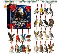 Bird Advents Calendars 2025, 24 Days Acrylic Bird Figurines Christmas Countdown Calendar,Acrylic 2D Birds Hanging Decorations for Christmas Tree,Holiday Home Decor Gift for Birds Lovers & Families