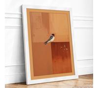 Bird Against Geometry Modern Framed Wall Art Print A3 (42×29.7cm) White, Wall Decor for Living Room, Bedroom, Office & Home, Ready to Hang, Art Gift