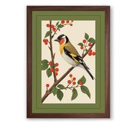 Bird Among Blossoms Botanical Framed Wall Art Print A1 (84.1×59.4cm) Walnut, Wall Decor for Living Room, Bedroom, Office & Home, Ready to Hang, Art Gift