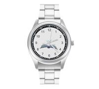 Bird and Book Men's Steel Strap Watch Easy Reader Casual Silver Dial Fashion Analog Watches