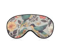 Bird and Flower Pattern Eye Mask, Side Sleeping Mask Light Blindfold Sleeping Mask Nose Pad and Elastic Band for Children Women and Men