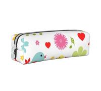 Bird and Music Seamless Pattern Pencil Case Leather Simple Zipper Pencil Bag, Color 8, 21 x 5 x 5.5 cm