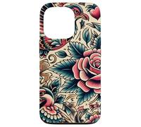 Bird and Rose Old School Tattoo Style, American Traditional Case for iPhone 13 Pro