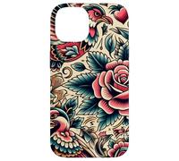 Bird and Rose Old School Tattoo Style, American Traditional Case for iPhone 14