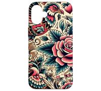 Bird and Rose Old School Tattoo Style, American Traditional Case for iPhone 16 Plus