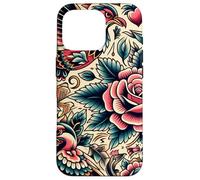 Bird and Rose Old School Tattoo Style, American Traditional Case for iPhone 16 Pro