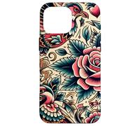 Bird and Rose Old School Tattoo Style, American Traditional Case for iPhone 16 Pro Max