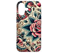 Bird and Rose Old School Tattoo Style, American Traditional Case for iPhone 17