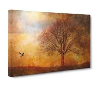 Bird And Tree At Sunset Canvas Print | Gallery Wrapped 30mm Frame Wall Art | 30x20 inches | Ready to Hang | Modern Animals Picture | Living Room Bedroom Lounge Office