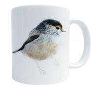 Bird Art Coffee Mug, Long-Tailed Tit 11 Oz Ceramic Coffee Cup Gift for Nature and Garden Lovers