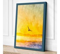Bird at Sunrise Coastal Canvas Wall Art Print 30x20 Inch